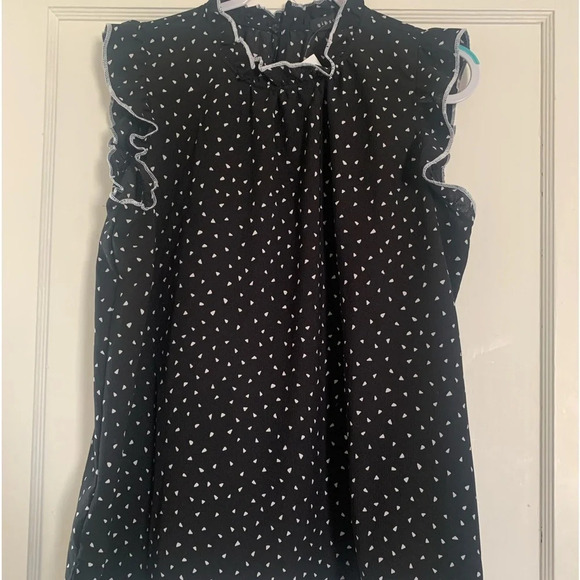 Gibson look Black White Polka Dot Ruffle sleeveless Top - NWT - Picture 1 of 9
